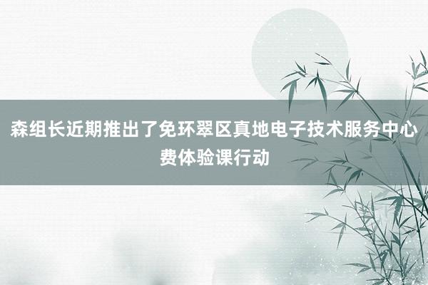 森组长近期推出了免环翠区真地电子技术服务中心费体验课行动